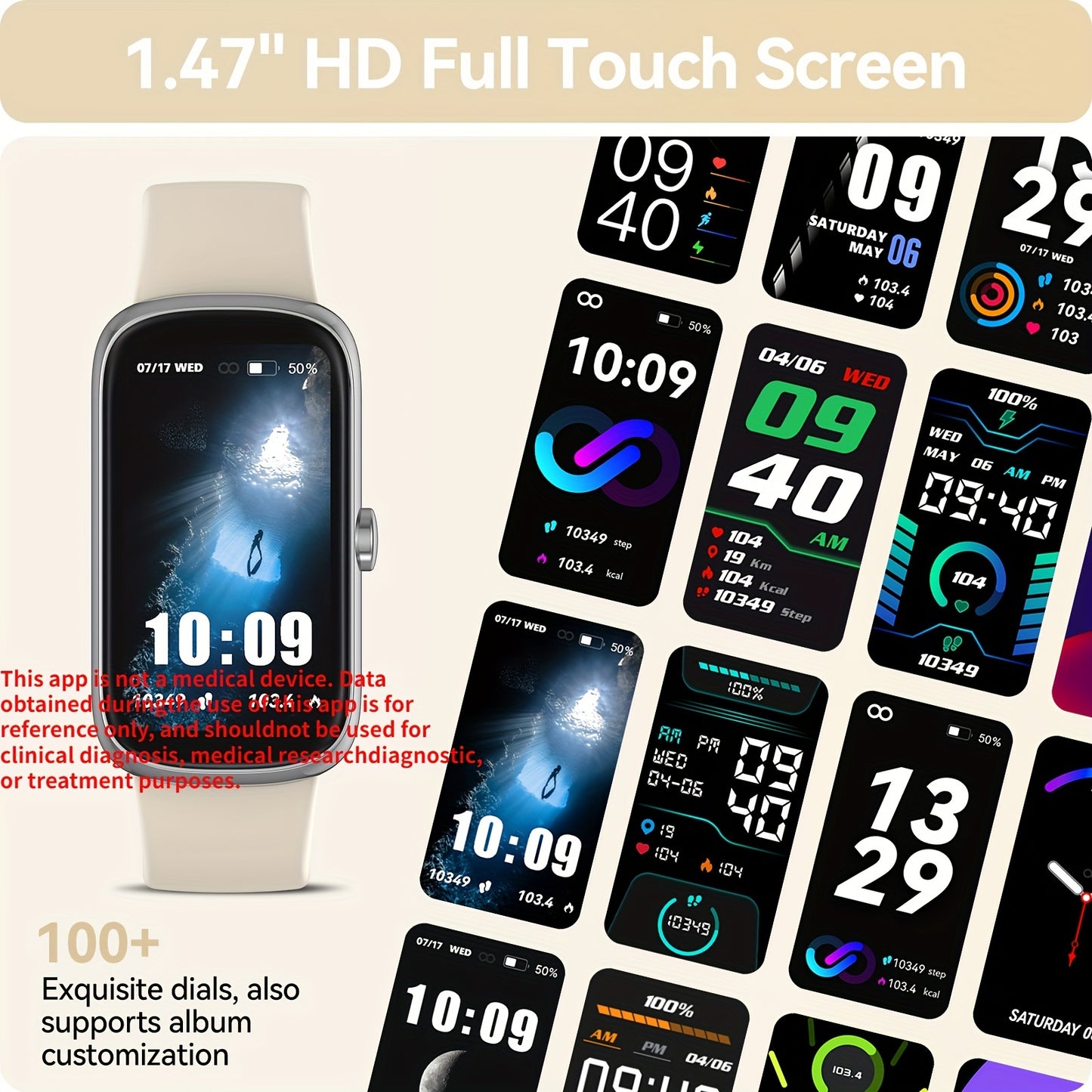 Smart Watch For Men Women, 1.47" Fitness Tracker Running Watch (Answer/Make Call), IP68 Waterproof, Pedometer, Sleep/Step/Activity, 110  Sport Modes Smartwatch For Adroid IOS
