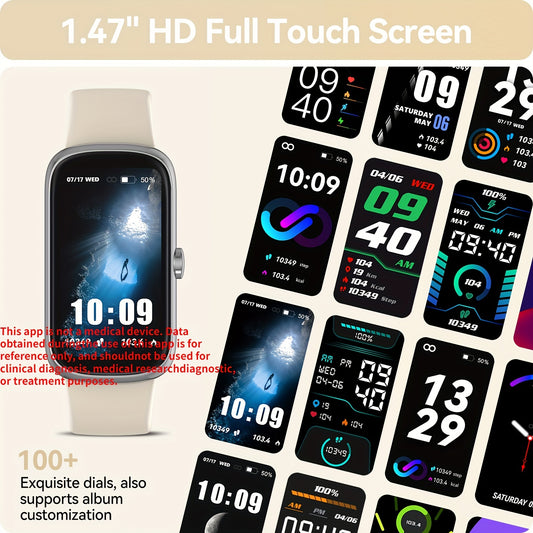 Smart Watch For Men Women, 1.47" Fitness Tracker Running Watch (Answer/Make Call), IP68 Waterproof, Pedometer, Sleep/Step/Activity, 110  Sport Modes Smartwatch For Adroid IOS