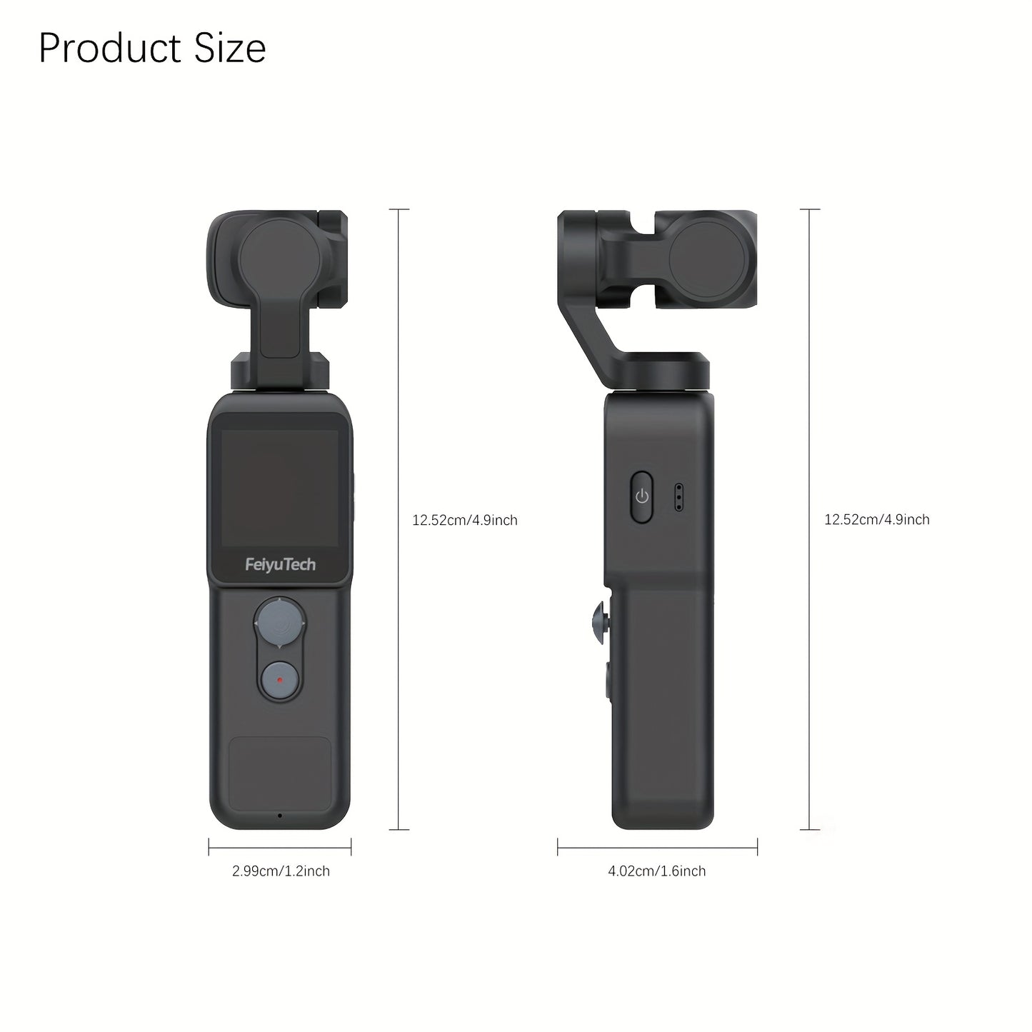 FeiyuTech Pocket 2 Action Camera Gimbal - 4K Handheld Stabilizer with 130° View, Magnetic Body, 4x Zoom, Beauty Effects, USB Rechargeable Battery