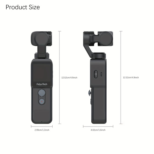 FeiyuTech Pocket 2 Action Camera Gimbal - 4K Handheld Stabilizer with 130° View, Magnetic Body, 4x Zoom, Beauty Effects, USB Rechargeable Battery