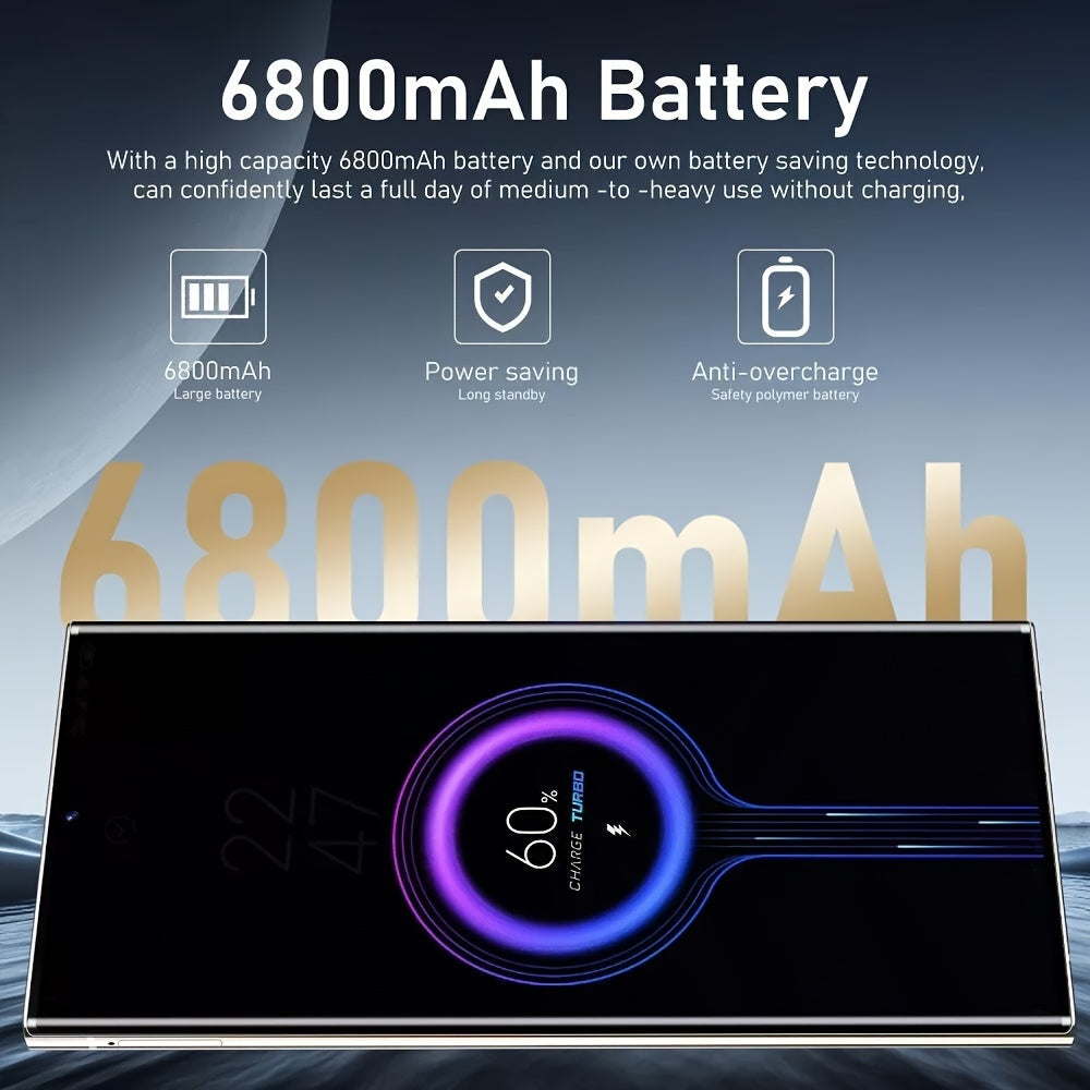 Andorid 13 Unlock Cell Phone, Touchscreen Unlock Smartphone, Dual SIM, Dual Standby, Face Recognition, 50 13MP HD Camera, 6800 MAh, 8 256GB With Stylus, Headphones, Type-c Charging Cable, Case, Screen Protector, Holiday Birthday Gift