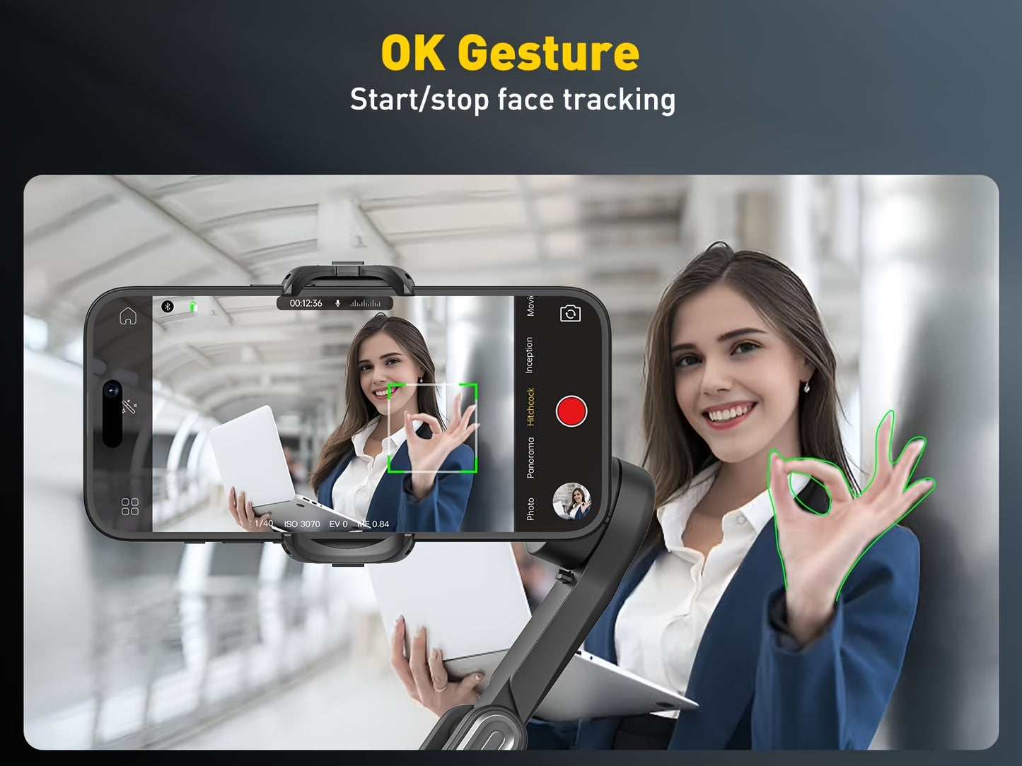 AOCHUAN Smart X Smartphone Gimbal Stabilizer For IPhone 15/14/13 Pro Max - Built-in LED Light, 3-Axis Foldable - For Video Recording & Vlogging - Perfect Gift for Content Creators & YouTubers