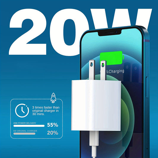 2pcs White Fast Charger - iPhone 20W Power Adapter