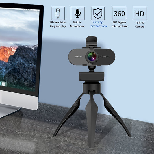 HD Full Web Camera with Microphone, USB Powered, Auto Exposure, Fixed Focus, Prime Lens