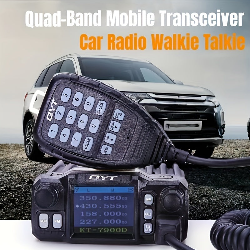 Car Radio Walkie Talkie, Quad-Band Mobile Transceiver, 25W Mini Quad Band Base, Long Distance Quad Standby Amateur (HAM) Free Programming Mobile Radio - For Communication Enthusiasts & Professionals - Suitable for Outdoor Activities & Emergency Situation