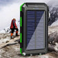 Solar Power Bank: Portable Charger with Dual LED Flashlights, USB Input/Output & Waterproof Solar Panel