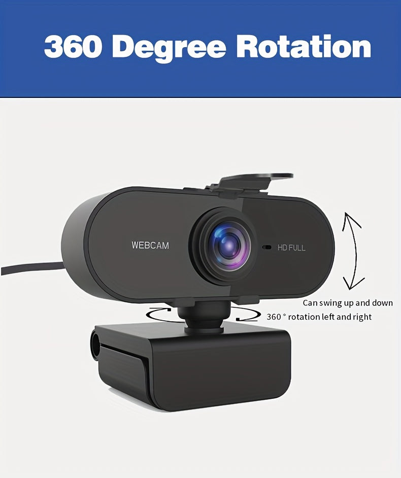 [Popular Choice] 2024 Full HD 1080P Webcam with Microphone, USB Conference and Gaming Camera with Privacy Cover and Stand