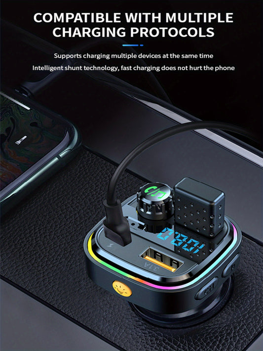 BT Car MP3 Player Charger - Multifunctional Car Fast Charging Charger - For All Vehicles -  Suitable for Music Lovers & Drivers - Perfect Gift for Car Enthusiasts