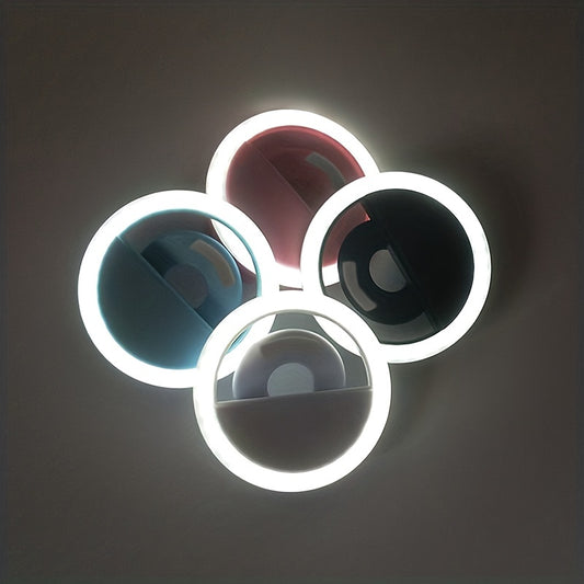 CLEANTRUST Rechargeable LED Ring Light for Selfies and Live Streaming, Portable Circular Flashlight, Dual Power Mode: Battery/USB, Warm White Light, with 40mAh Polymer Lithium Battery, for Smartphones, Cameras, and Makeup