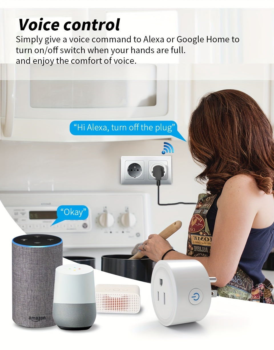 Graffiti WiFi Smart Socket Remote Control Timer Switch Support Smart Speaker Voice Control Google Assistant Support