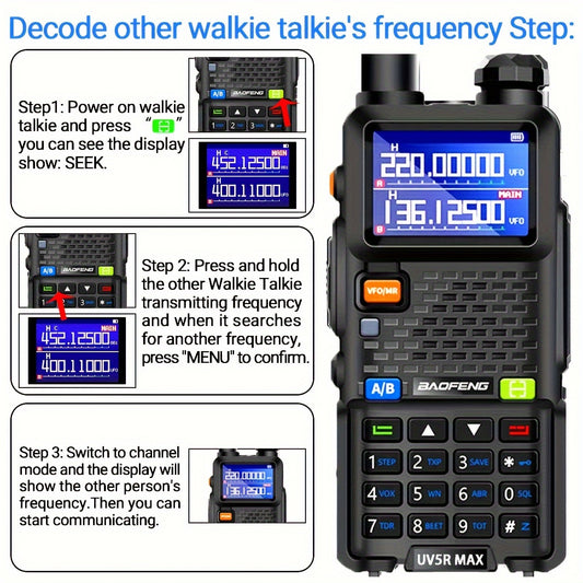 Baofeng UV-5R Max Walkie Talkie - 10W High Power, 6 Bands, 999 Channels, Long Range Communication for Outdoor Adventures - For Hikers, Campers & Outdoor Enthusiasts - Perfect Gift for Adventure Seekers