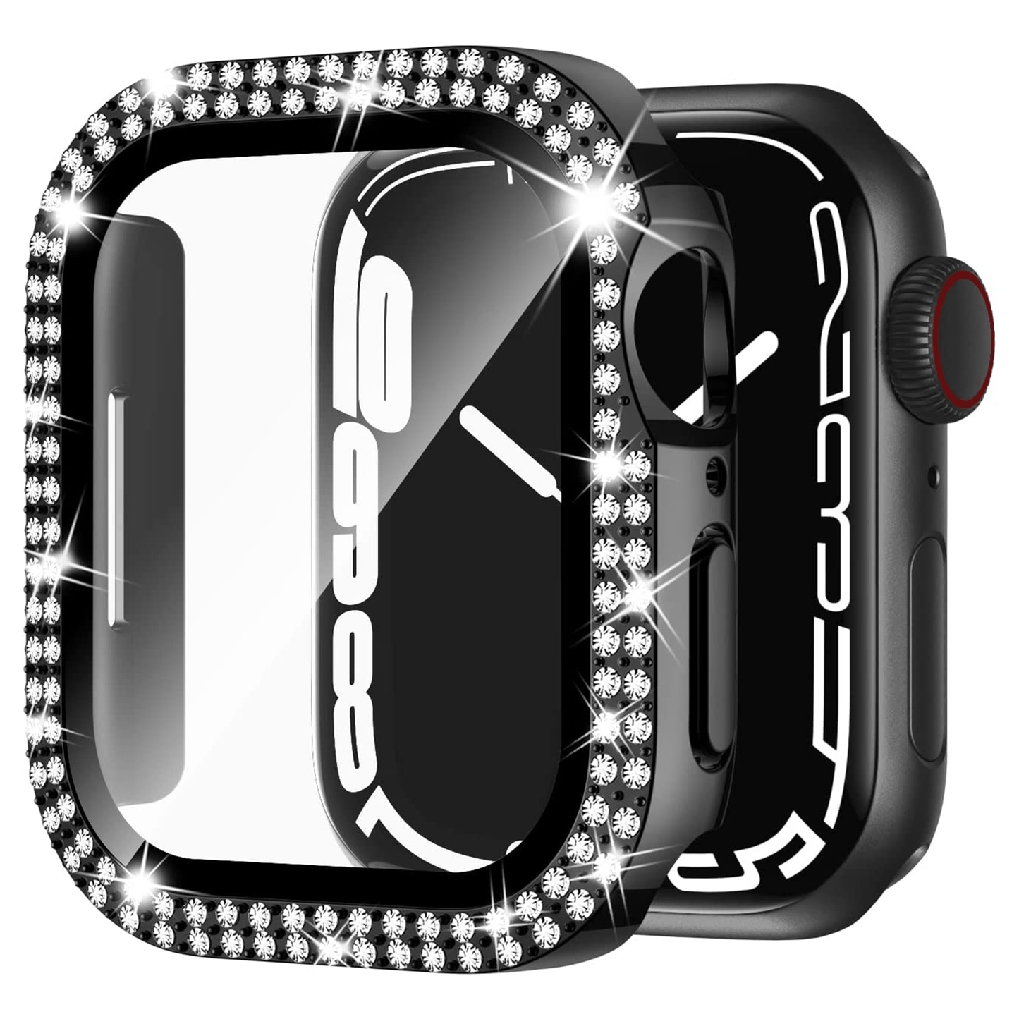 Megkhla Apple Watch Screen Protector, Bling Case For Apple Watch 40mm 44mm 41mm 45mm SE Series 8 7 6 5 4 With Hard PC Tempered Glass Rhinestone Protection Full Face Case Accessories For IWatch Girls & Women