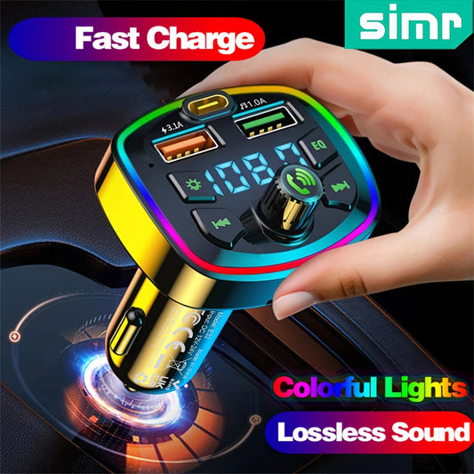 Handsfree car mp3 player PD USB Type C Car Charger Car FM Transmitter wireless Hands Free Mp3 True 3.1A Dual USB Port PD Charging