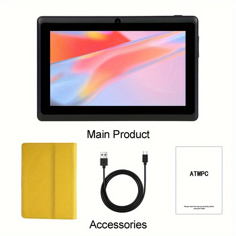 ATMPC 7-Inch for Android Tablet with Case - Quad Core, HD IPS Display, Dual Cameras, WiFi, USB-C Charging, 2GB for RAM, 32GB Storage