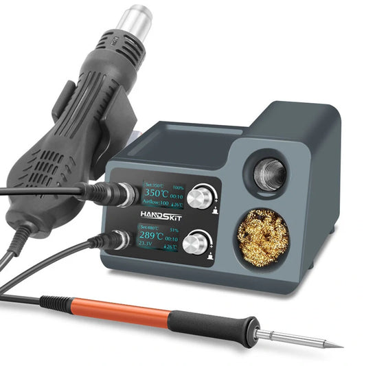 HANDSKIT ST12A 2 in 1 Hot Air Gun Soldering Station OLED Digital Adjustment Auto Sleep 1s-6s Fast Heating Repair Tool