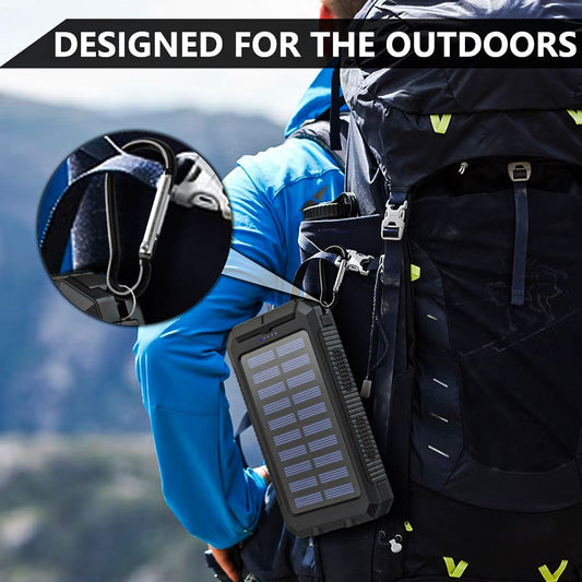 30000mAh Solar Charger Power Bank - Portable Solar Phone Battery Panel Charger, QC3.0 Dual USB Port Battery Pack Charger Portable for All Cell Phones