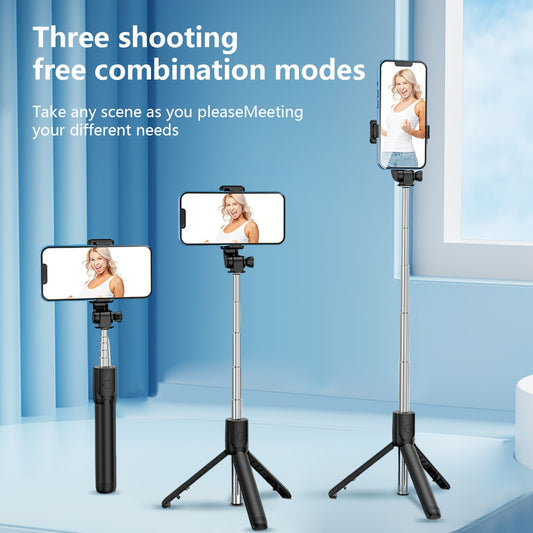 Mobile selfie stick, portable mini universal mobile phone holder, handheld anti shake stable, dedicated vlog tool for live streaming shooting, 360 degree rotating wireless photography tripod