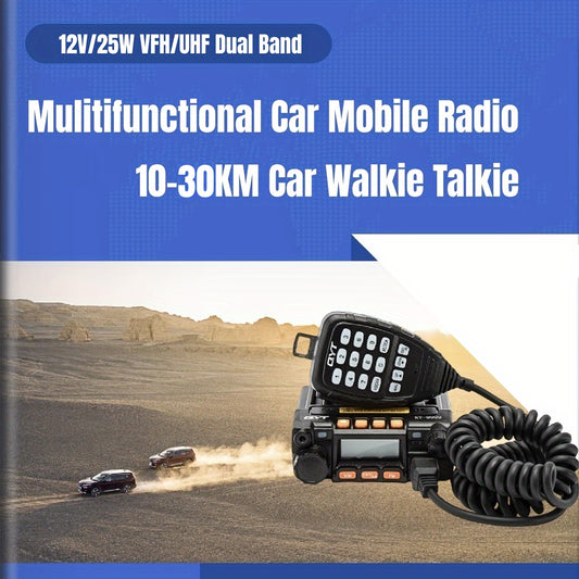 Car Walkie Talkie, 25W Dual Band Car Mobile Radio Dual Band Transceiver, VHF174/UHF 490Mhz Long Range Base Station Walkie Talkie For 12V Car Boat