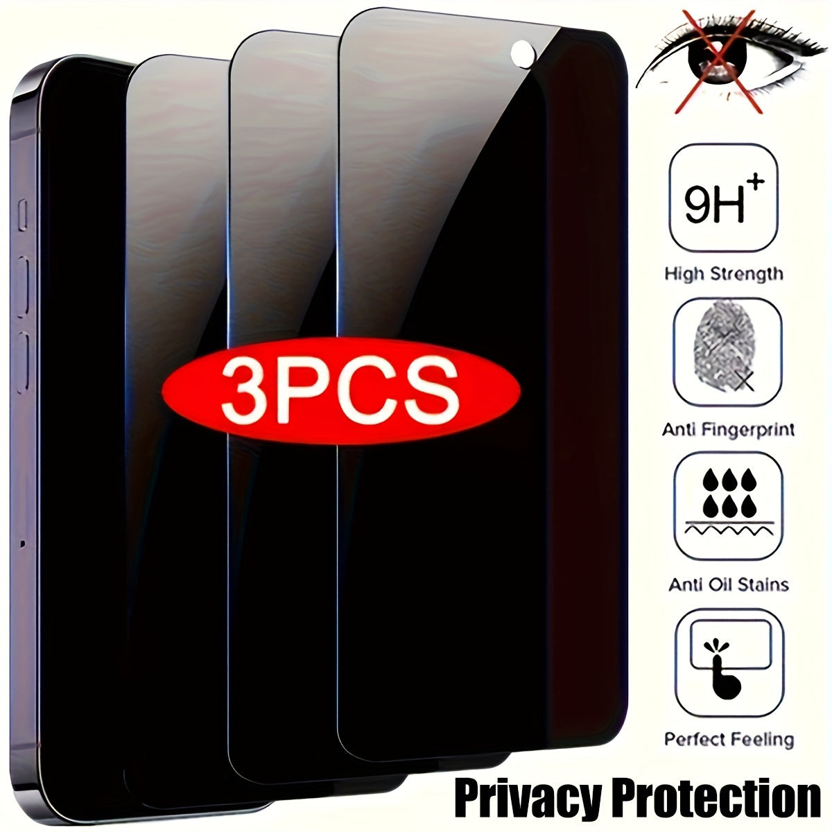3pcs Full Cover Privacy Tempered Glass For Apple, IPhone 14 Pro Max 13 Pro 12 Pro Max 11 Pro 13 12 Mini 14 Plus Screen Protector Protective Glass For IPhone 14Pro 13Pro 12promax Film