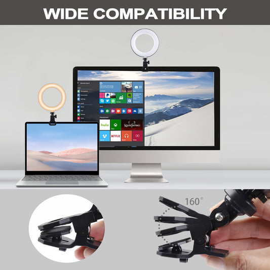 [Popular Choice] Dimmable 6in Selfie Ring Light with Clip for Laptops, USB-Powered LED Webcam Lighting for Zoom Meetings and Online Learning, USB-powered, LED, Webcam Lighting