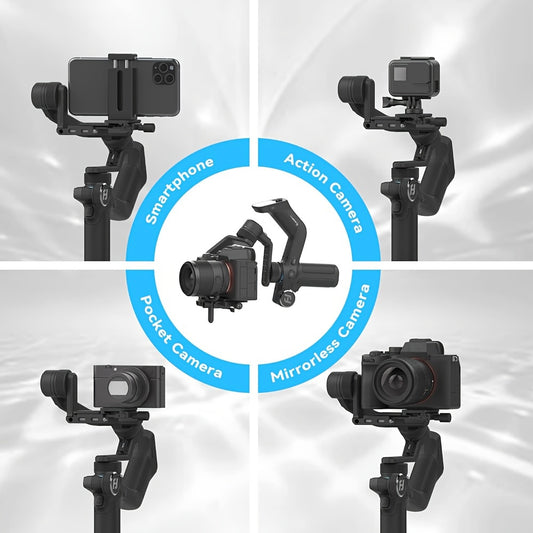 FeiyuTech Scorp Mini 3-Axis All In One Gimbal Stabilizer for Mirrorless Camera with Short Lens, Compact Cameras, Action Camera Gopro, 54-88mm Width iPhone 15 Pro, 1.3" Touch Screen, 2.6lbs Payload