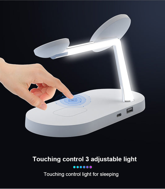 TIMESS-5 in 1 Magnetic Wireless Charger Stand, 15W Qi Fast Charging Dock Station Holder LED Night Light Compatible with iPhone 15/14/13/12 Pro Max Mini, Apple Watch 9/8/7/SE/6/5/4/3/2, AirPods 3/2/Pro