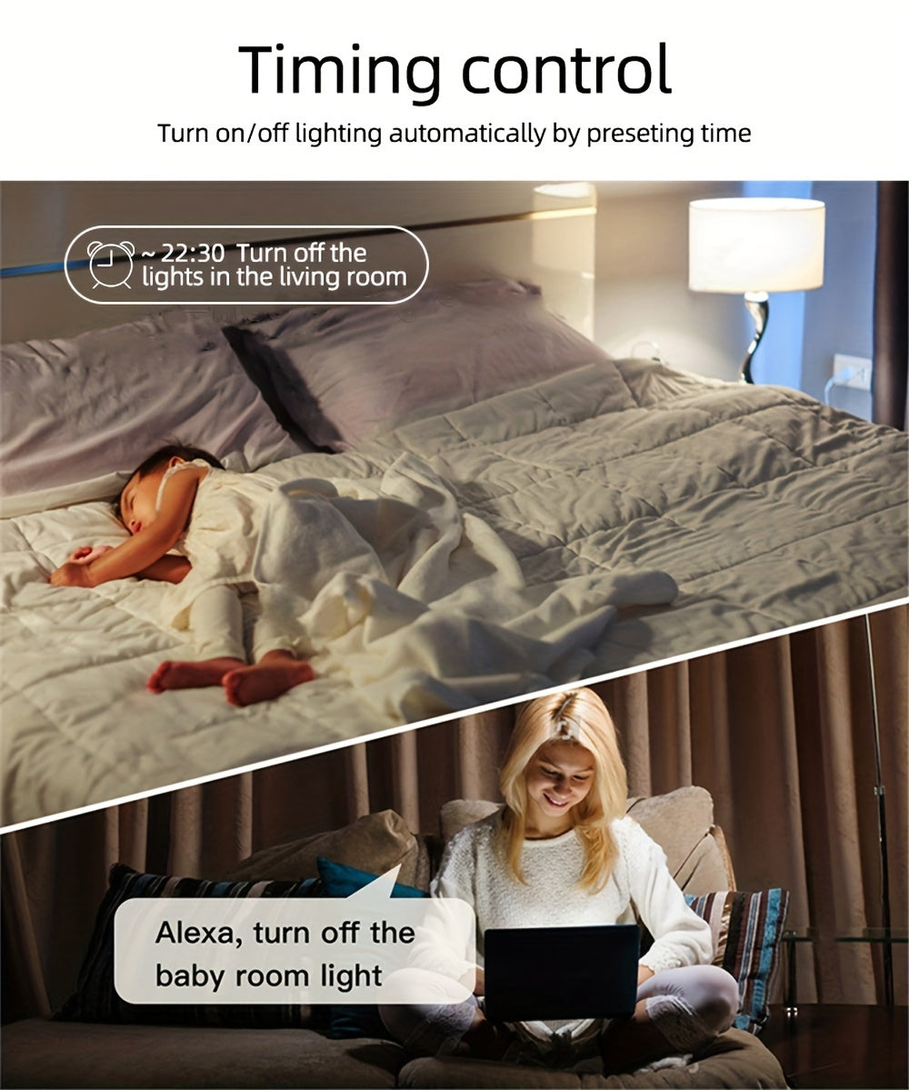 Chevolink WiFi Smart Light for Switch - Touch Control, Voice-Activated with Alexa & Google Home Compatibility, App Remote, Timer Setting, Share Feature - White/Black - For Smart Home Enthusiasts - Ideal for Living Room, Bedroom & Office - Perfect Gift fo