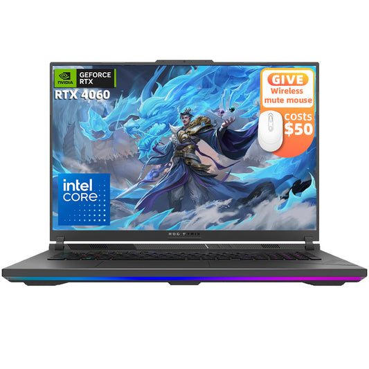 ASUS ROG Strix G18 18 inch 240Hz QHD Gaming Laptop, 14th Gen Intel 24-Core i9 14900HX, 64GB DDR5, 4TB SSD, GeForce RTX 4060, Wi-Fi 6, Windows 11 Home, with Wireless Mouse-White