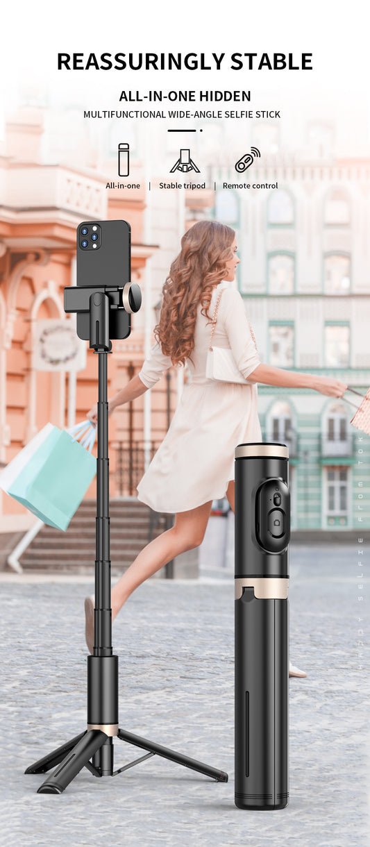 Portable Aluminum Alloy Phone Selfie Stick, Extendable Mobile Phone Tripod, Integrated Wireless Remote Hands Free Shooting For Apple IPhone And Android Smartphones 4''-7"